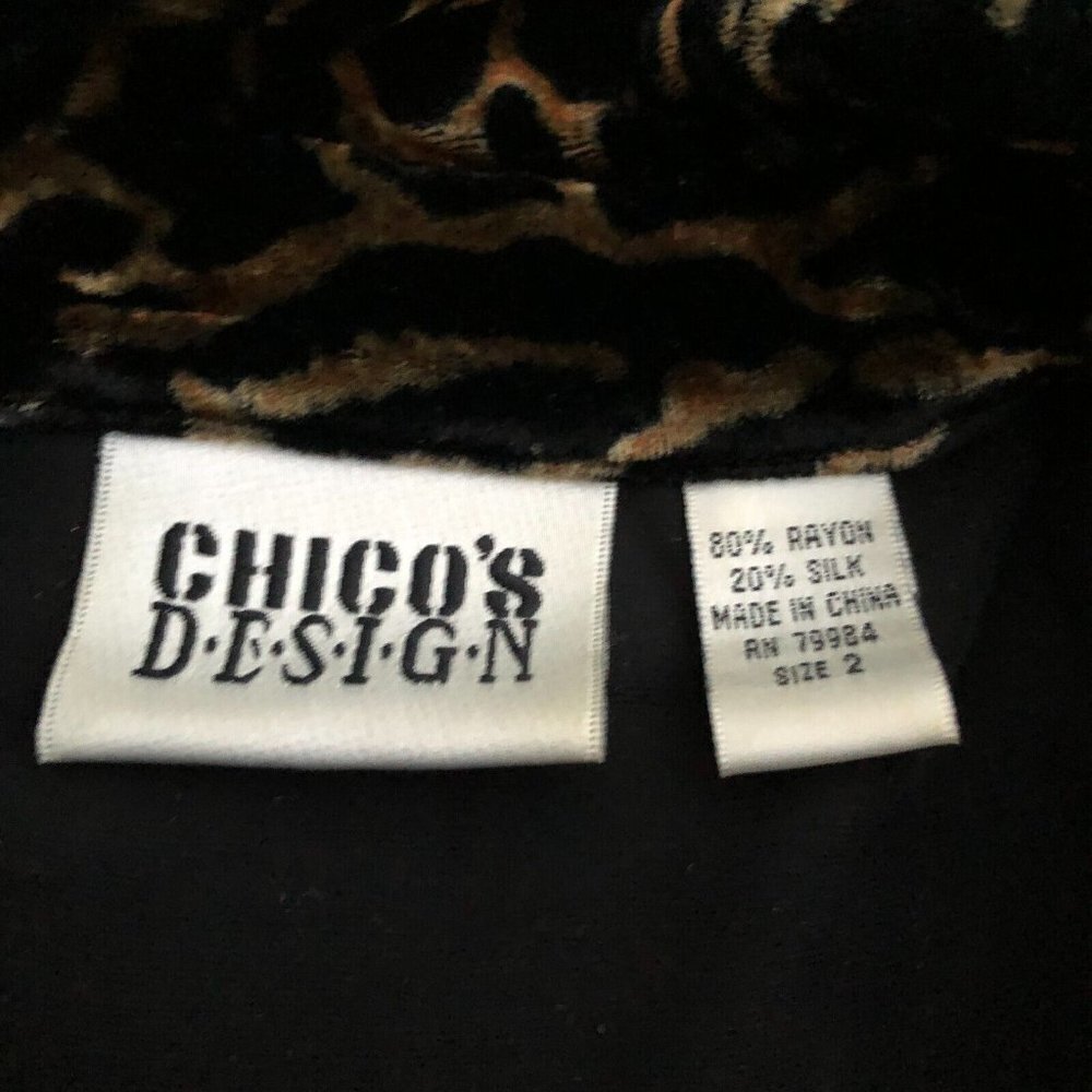 CHICO'S DESIGN Silk Blend Fuzzy Fleece Button Up Top Shirt Women's 2 Cheetah‌‌‌ - Picture 3 of 3